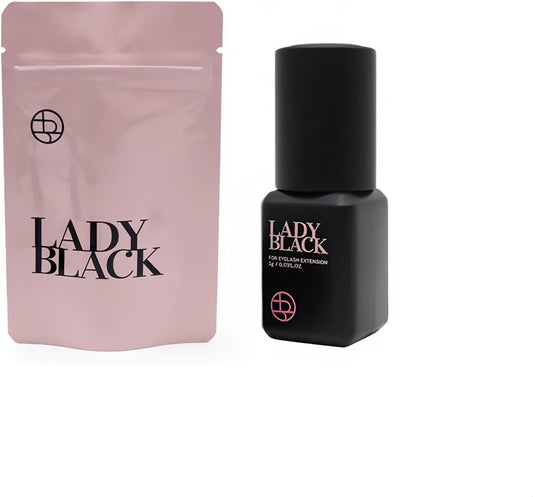 Lady Black Eyelash Extension Glue 5ml, Low Smoke, Low Irritation, Long Lasting Eyelash Extensions, 1-2s Fast Drying, 5-6 Week Retention (1PCS)