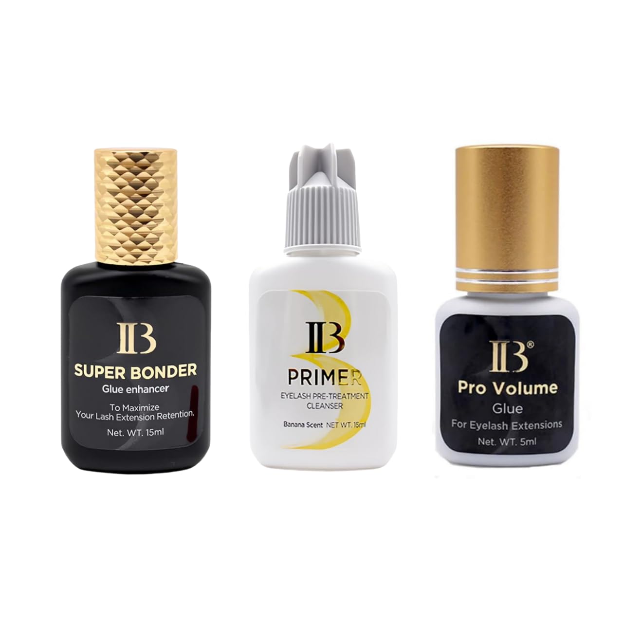 Eyelash Extensions Glue Pro Volume Eyelash Extenions Pack Bonder+Primer 15ml IB Primer Super Bonder False Lash Adhesive Glue Makeup Tools for Professional Salon Use