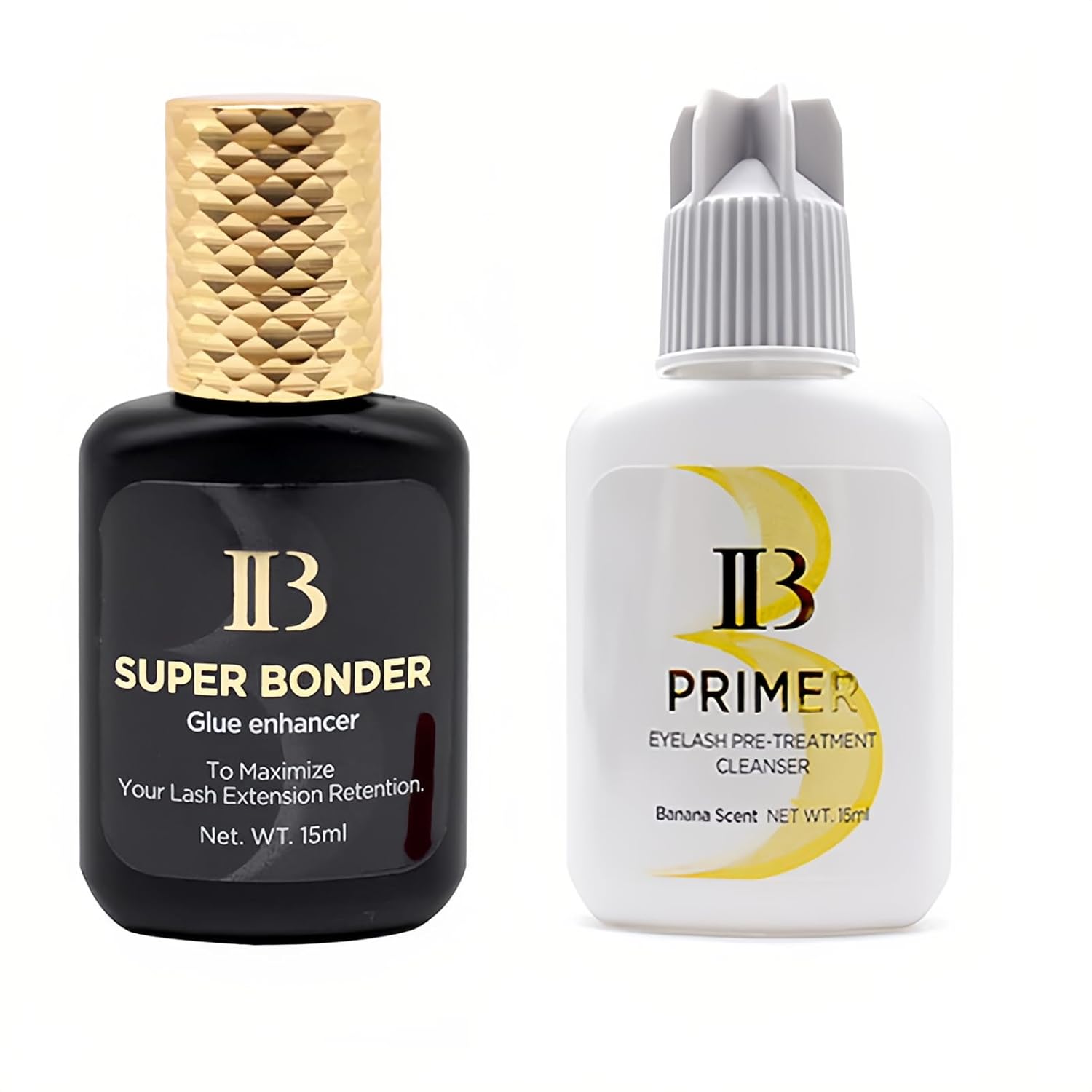 2 Bottles Korea Original IBeauty Eyelash Extensions Glue 15ml IB Primer Super Bonder False Lash Adhesive Glue Makeup Tools for Professional Salon Use