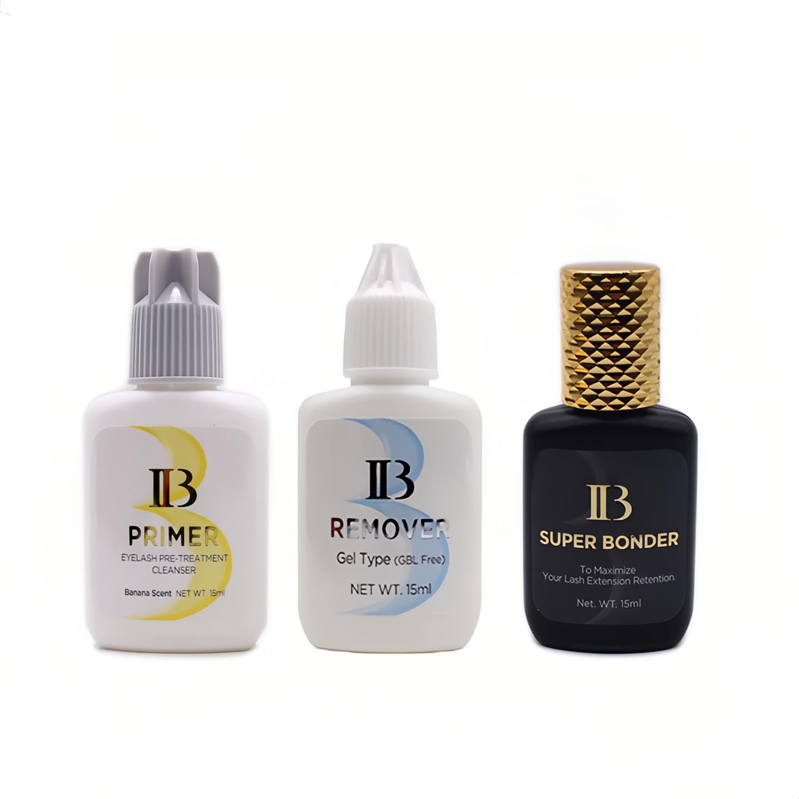 2 Bottles Korea Original IBeauty Eyelash Extensions Glue 15ml IB Primer Super Bonder False Lash Adhesive Glue Makeup Tools for Professional Salon Use