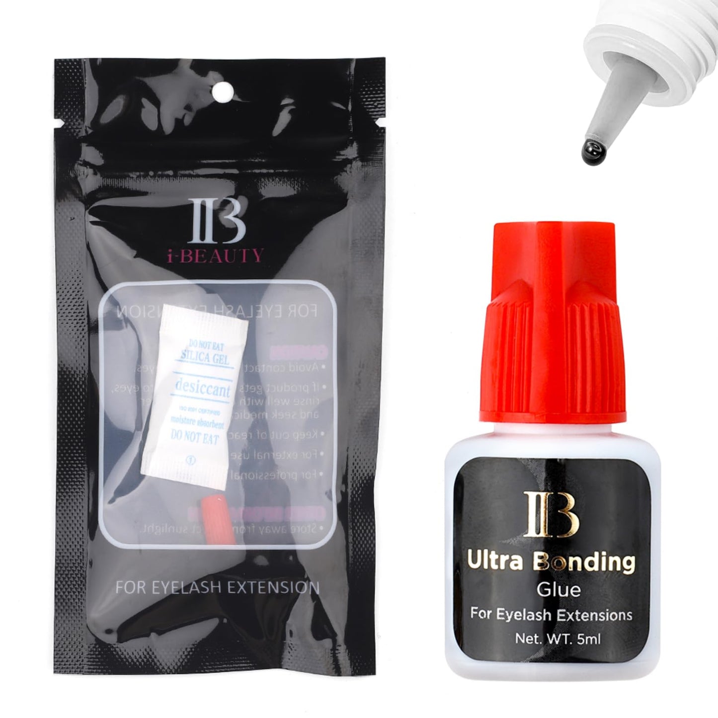 2 Bottles Korea Original IBeauty Eyelash Extensions Glue 15ml IB Primer Super Bonder False Lash Adhesive Glue Makeup Tools for Professional Salon Use
